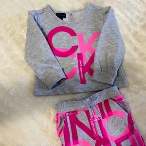 Grey & Pink Calvin Klein Sweatsuit 2T
